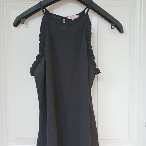 Candies Black Ruffled Spaghetti strap top Size Small - Picture 2 of 12